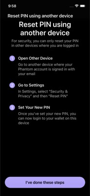 screenshot of /(onboarding)/SeedlessForgotPin