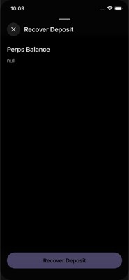 screenshot of /(perps)/perps/recoverDeposit
