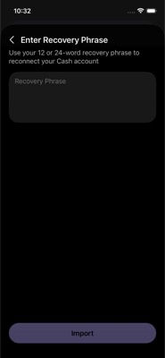 screenshot of /CashEnterRecoveryPhrase
