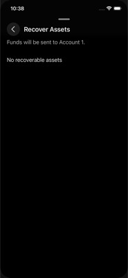 screenshot of /CashPage/RecoverAssets