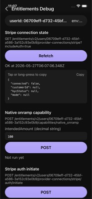 screenshot of /FundingStack/EntitlementsDebug